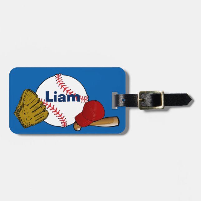 Boys Personalized Baseball Theme Luggage Tag (Front Horizontal)