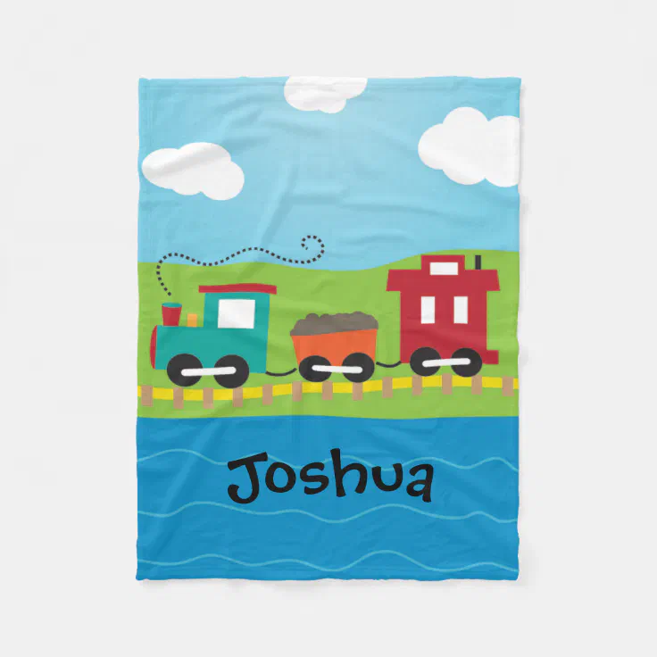 Boy's Personalized Choo Choo Train Fleece Blanket Zazzle