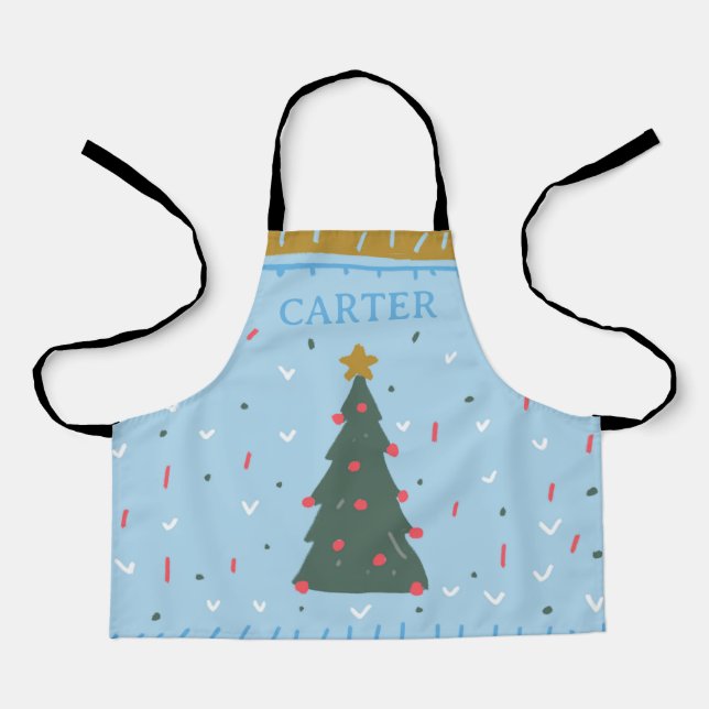 Boys Personalized Christmas Kitchen Apron (Front)