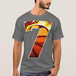 Boys Personalized Custom Number 7 Basketball Gift T-Shirt