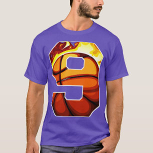 Boys Personalized Custom Number 9 Basketball Gift T-Shirt