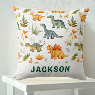 Boys Personalized Cute Dinosaur Pattern Throw Pillow