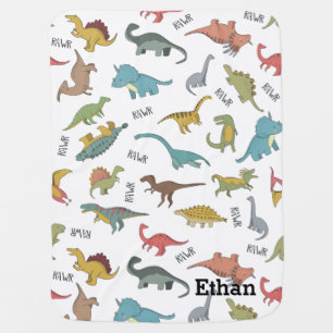 Boy's Personalized Dinosaur Dino Baby Blanket