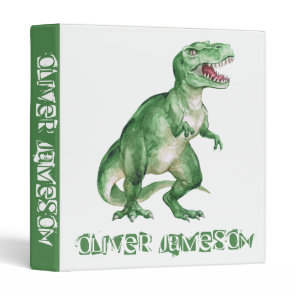 Boy's Personalized Dinosaur T Rex Kid's 3 Ring Binder
