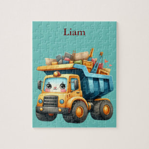 Boy's Personalized dump truck Jigsaw Puzzle