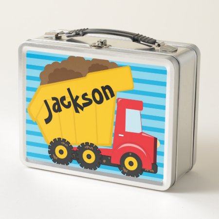 Boys Personalized Dump Truck Metal Lunch Box
