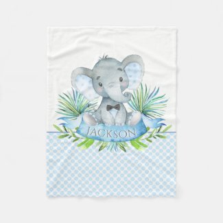 Boys Personalized Elephant Baby Blanket