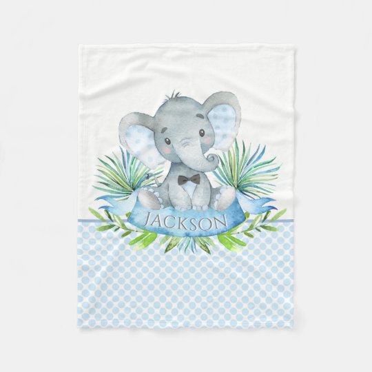 Boys Personalized Elephant Baby Blanket
