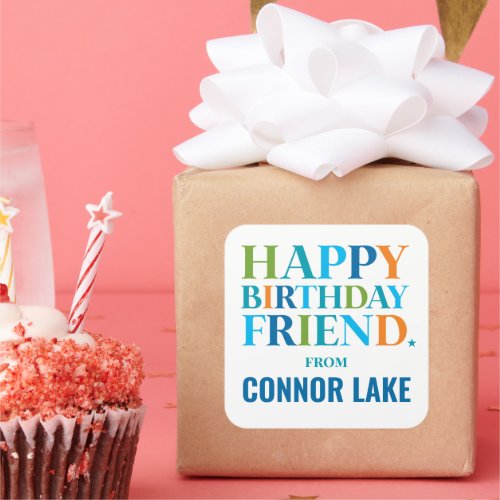 Boys Personalized Happy Birthday Gift Square Sticker