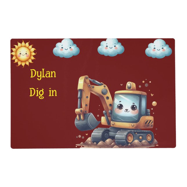 Boy's Personalized Laminated Placemat (Back)