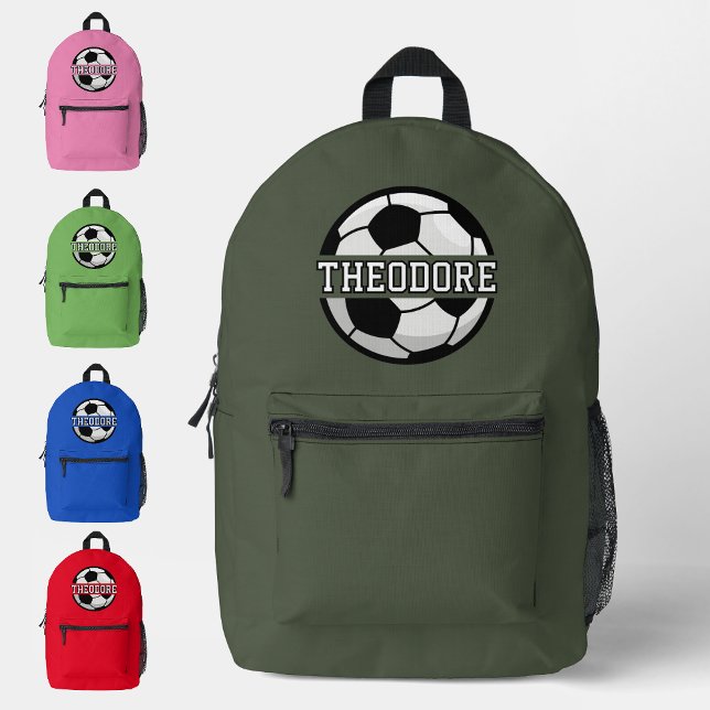 Boys Personalized Name Cool Green Soccer Football  Printed Backpack (Creator Uploaded)