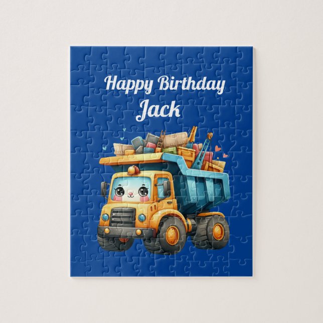 Boy's Personalized name Happy Birthday Jigsaw Puzzle (Vertical)