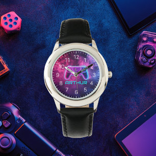 Boys Personalized Neon Gaming Controller Watch