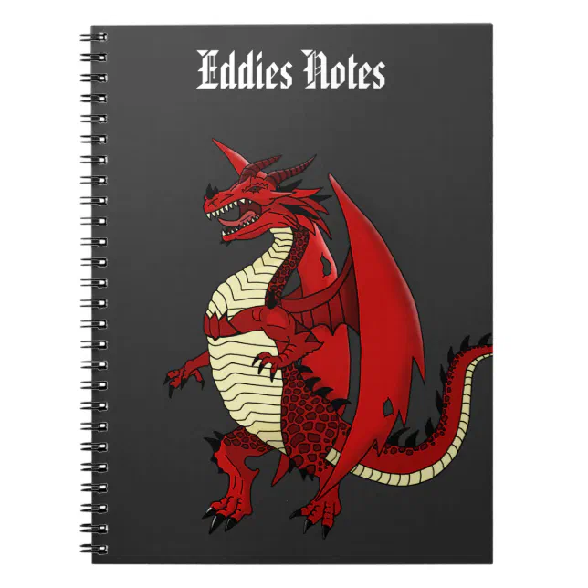 Boys personalized notebook dragon, mythical theme (Front)