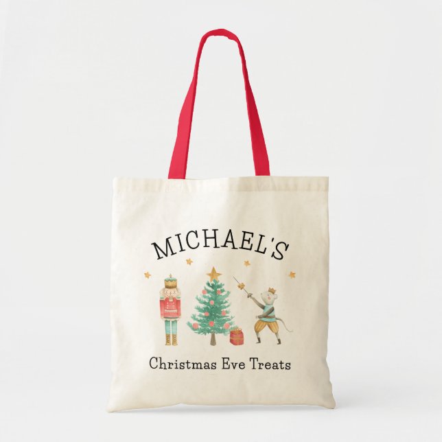 Boy's Personalized Nutcracker Christmas Eve Tote Bag (Front)