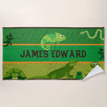 Boys Personalized Reptile Beach Towel Boys Personalized Reptile Beach Towel