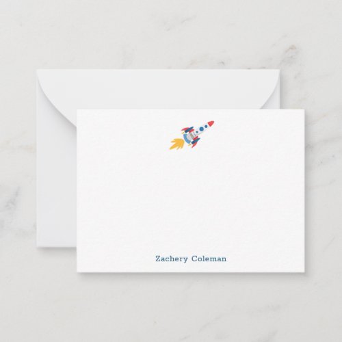 Boys Personalized Rocket Ship Note Card
