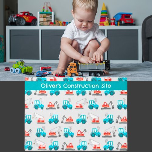 Boys Personalized Toy Trucks Activity Play Mat