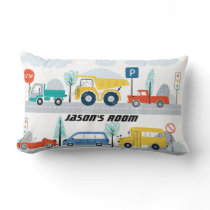 Boys Personalized Transport Vehicles Lumbar Pillow