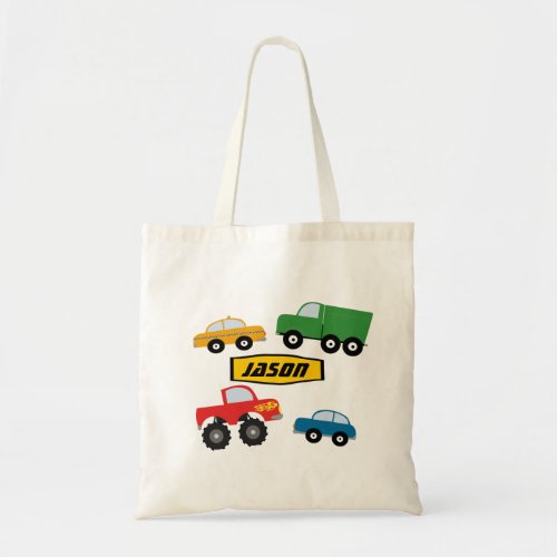 Boys Personalized Transport Vehicles Tote Bag