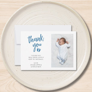 Boy's Photo Baby Shower Thank You Card