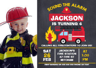 fire truck birthday invitations zazzle
