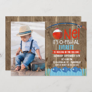 Boy's Photo Its O-fish-al 1st Birthday Invitation