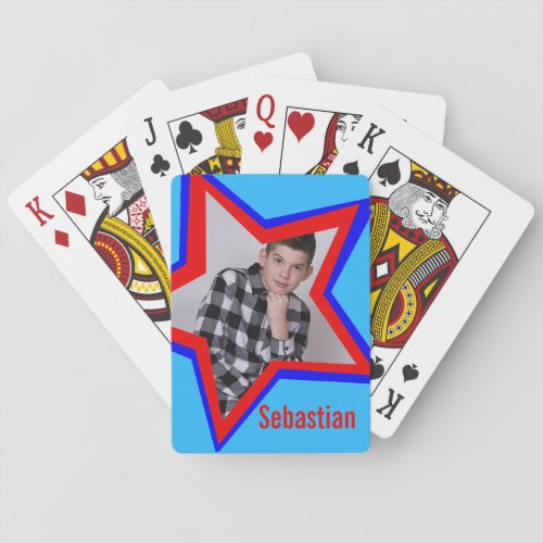 Boys photo name star playing cards