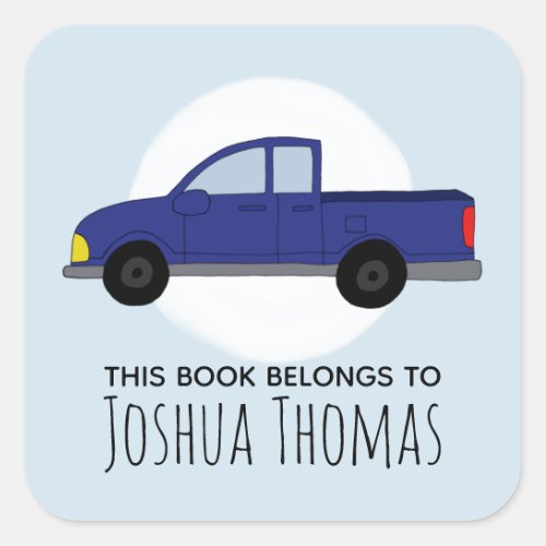 Boys Pickup Truck and Name Kids Bookplate
