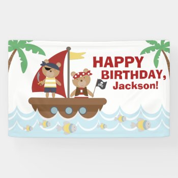 Boys Pirate Birthday Party Banner by InvitationCentral at Zazzle