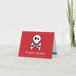 Boy's Pirate Thank You: 2nd Grade and Up You Card