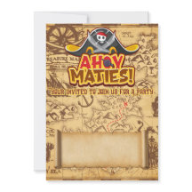 Boys Pirate Theme Birthday Party Invitations 