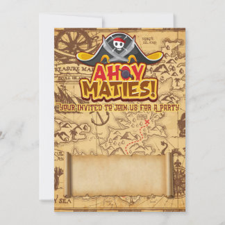 Boys Pirate Theme Birthday Party Invitations 