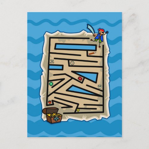 Boys Pirate Treasure Hunt Puzzle Game Postcard