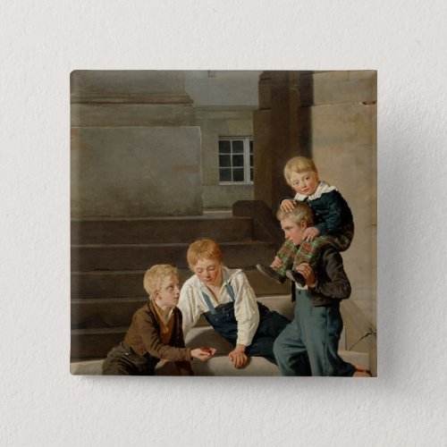 Boys Playing Dice in Front of Christiansborg Button