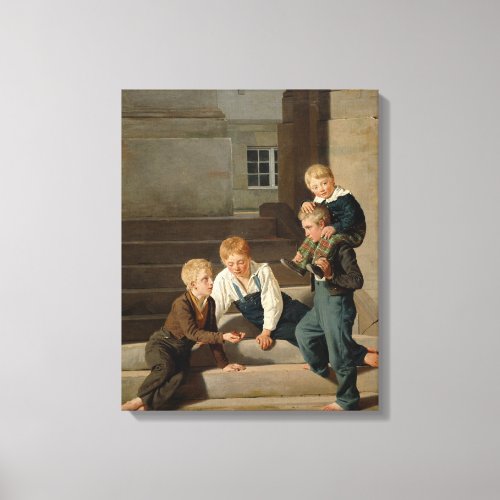 Boys Playing Dice in Front of Christiansborg Canvas Print