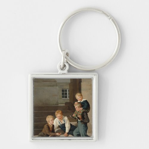 Boys Playing Dice in Front of Christiansborg Keychain