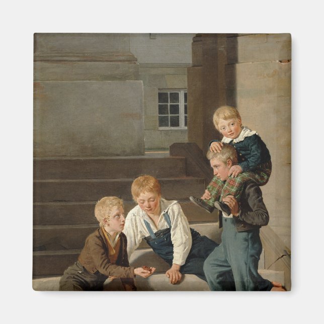 Boys Playing Dice in Front of Christiansborg Magnet (Front)