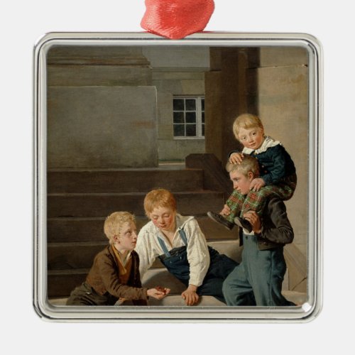 Boys Playing Dice in Front of Christiansborg Metal Ornament