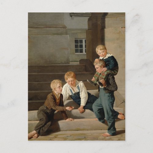 Boys Playing Dice in Front of Christiansborg Postcard