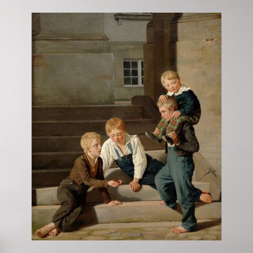 Boys Playing Dice in Front of Christiansborg Poster
