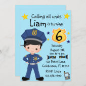 Boys Police Officer Birthday Invitation (Front/Back)