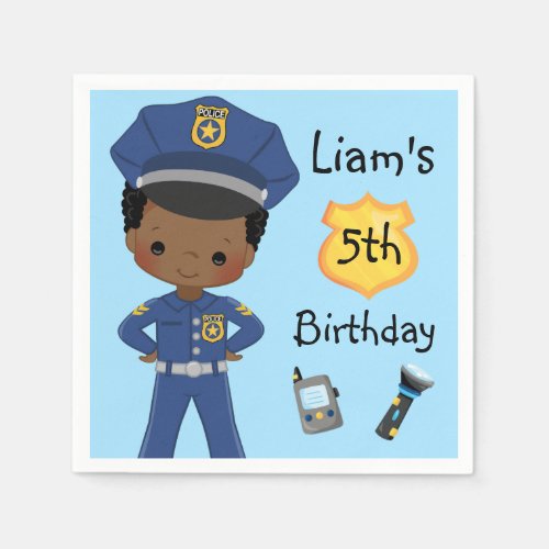 Boys Police Officer Cop Birthday Party Napkins