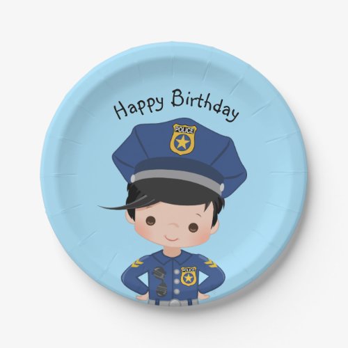 Boys Police Officer Happy Birthday Party Paper Plates