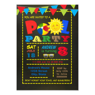 kids pool party invitations zazzle