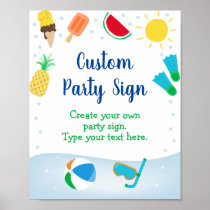 Boys Pool Party Birthday Sign