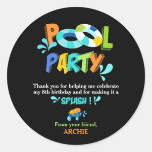 Pool party, Party Sticker Birthday Convite, party, holidays, text, label png