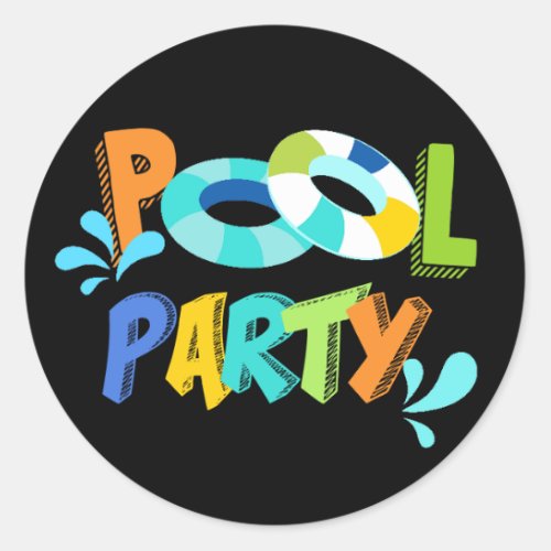 Boys Pool Party Birthday Thank You Favor Classic Round Sticker