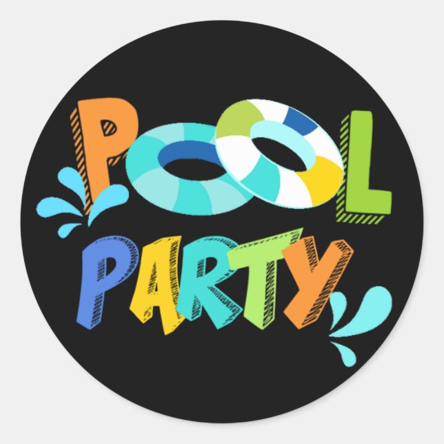 Boys Pool Party Birthday Thank You Favor Classic Round Sticker (Front)