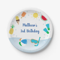 Boys Pool Party Ice Cream Sunshine Birthday Paper Plates